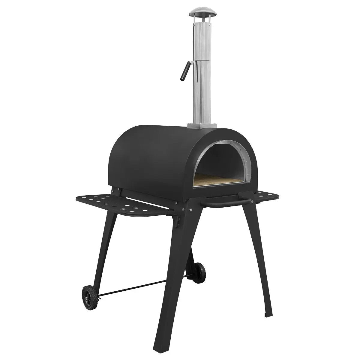 Dellonda DG103 Large Outdoor Wood-Fired Pizza Oven & Smoker with Side Shelves & Stand Dellonda