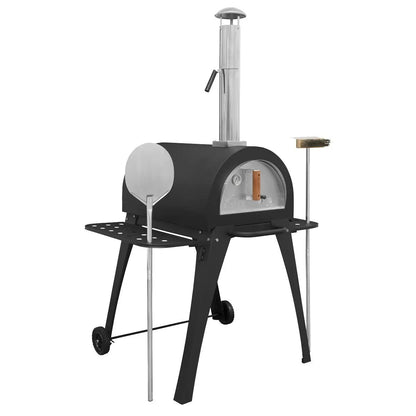 Dellonda DG103 Large Outdoor Wood-Fired Pizza Oven & Smoker with Side Shelves & Stand Dellonda
