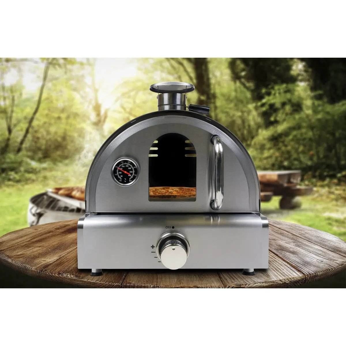 Dellonda DG104 Outdoor Tabletop Gas Powered Pizza Oven with Temperature Display Dellonda