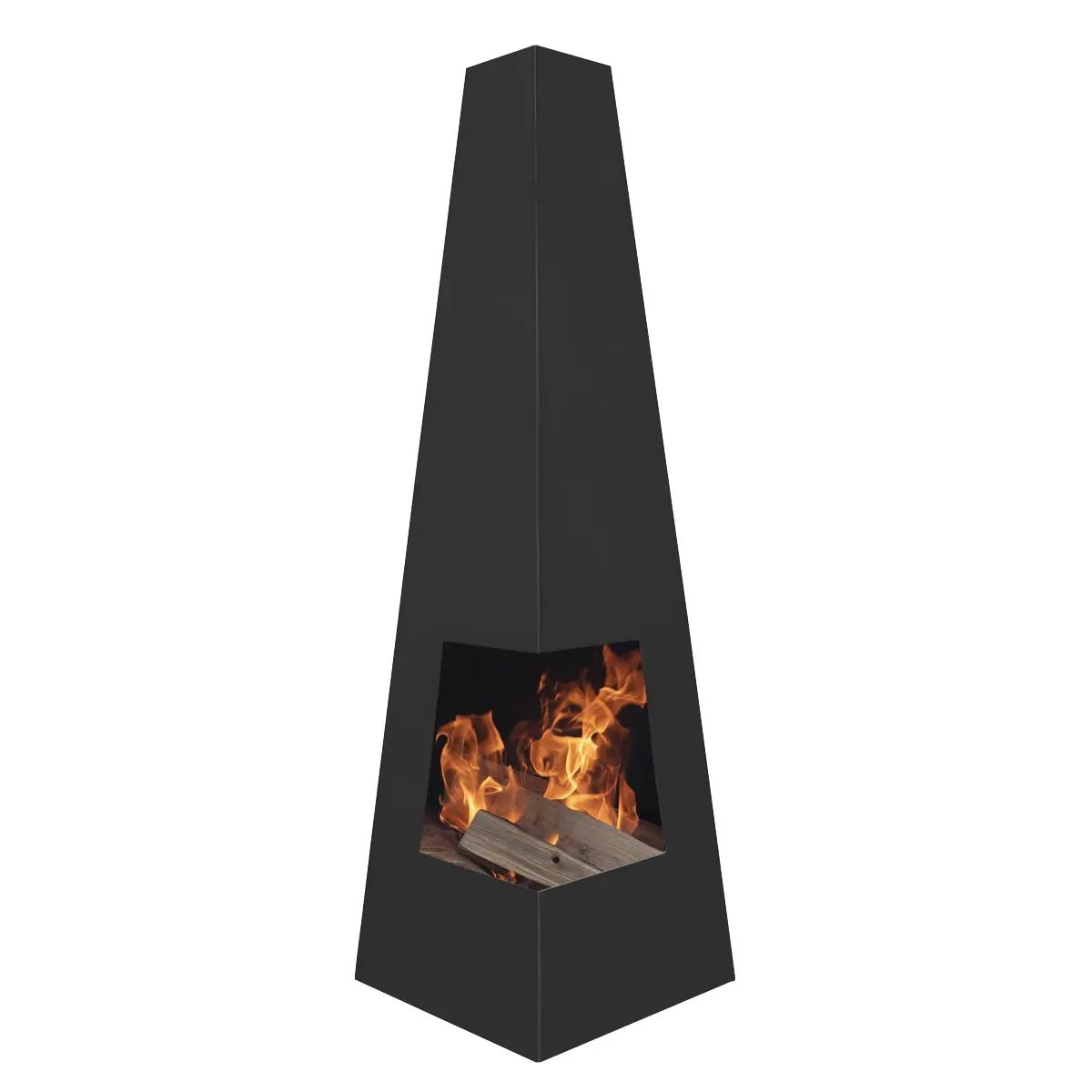 Dellonda DG105 Chiminea Wood Burner Heater for Outdoors W45cm x H150cm - Black Steel Dellonda