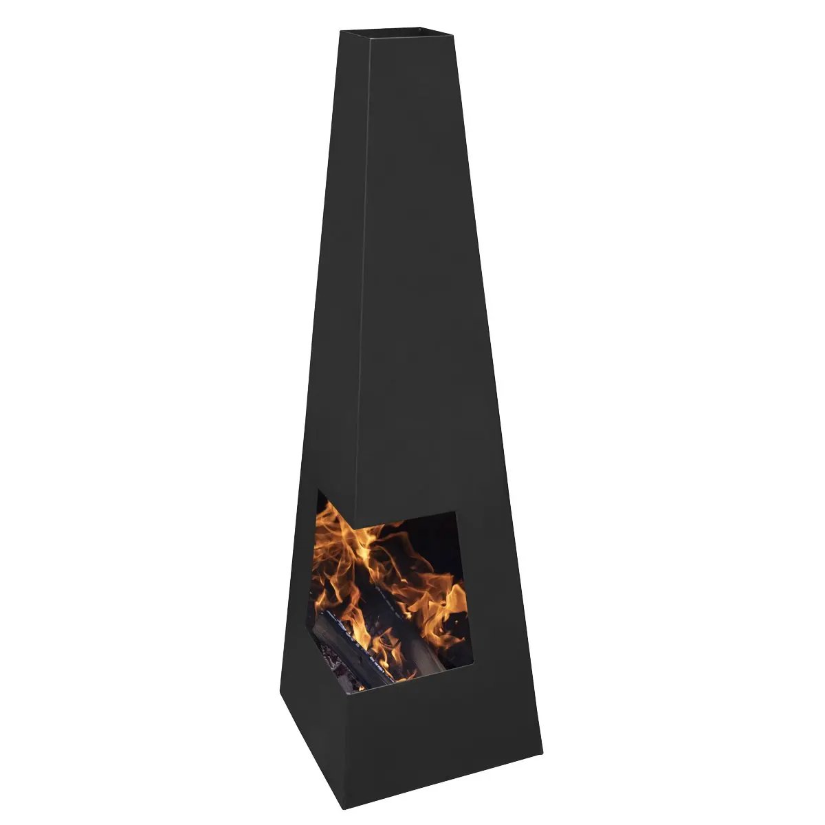 Dellonda DG105 Chiminea Wood Burner Heater for Outdoors W45cm x H150cm - Black Steel Dellonda