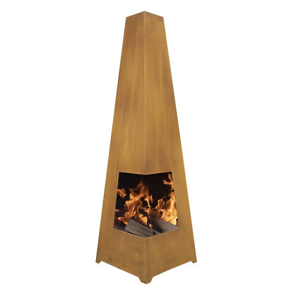 Dellonda DG106 Chiminea Wood Burner Heater for Outdoors W45cm x H150cm Corten Steel Dellonda