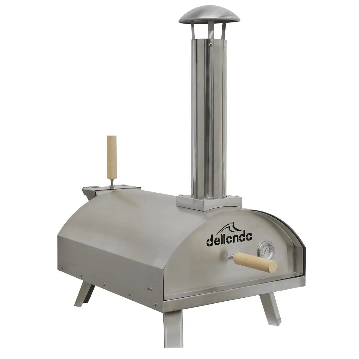 Dellonda DG11 14" Portable Wood-Fired Pizza & Smoking Oven - Stainless Steel Dellonda