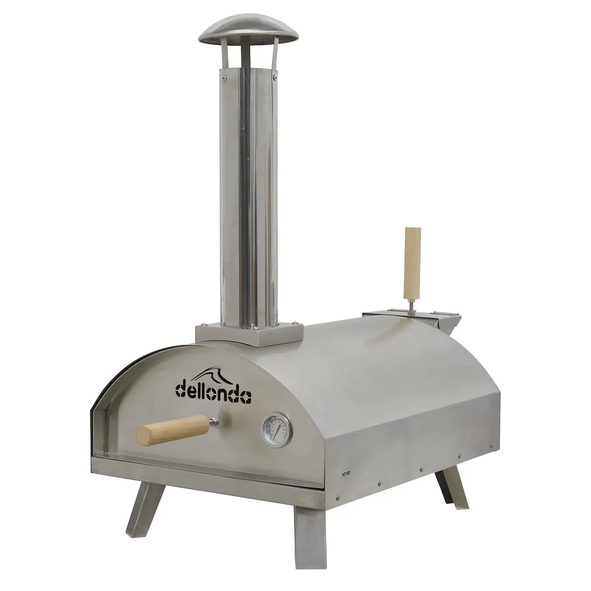 Dellonda DG11 14" Portable Wood-Fired Pizza & Smoking Oven - Stainless Steel Dellonda