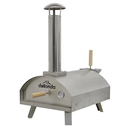 Dellonda DG11 14" Portable Wood-Fired Pizza & Smoking Oven - Stainless Steel Dellonda