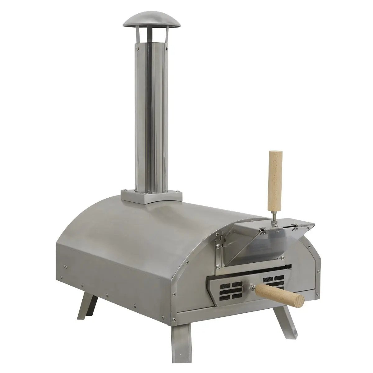 Dellonda DG11 14" Portable Wood-Fired Pizza & Smoking Oven - Stainless Steel Dellonda