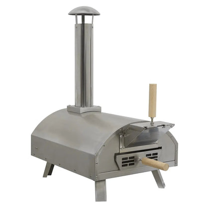 Dellonda DG11 14" Portable Wood-Fired Pizza & Smoking Oven - Stainless Steel Dellonda