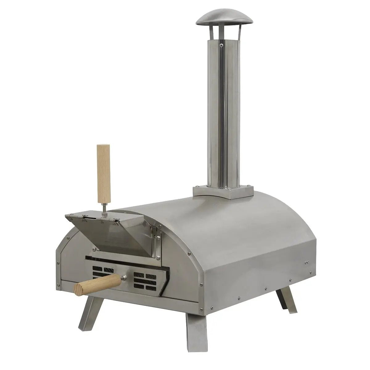 Dellonda DG11 14" Portable Wood-Fired Pizza & Smoking Oven - Stainless Steel Dellonda