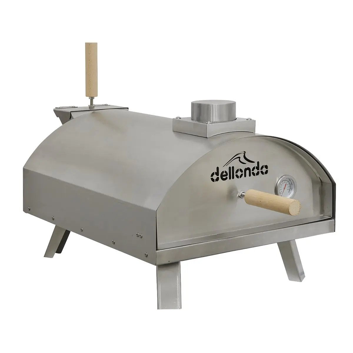Dellonda DG11 14" Portable Wood-Fired Pizza & Smoking Oven - Stainless Steel Dellonda