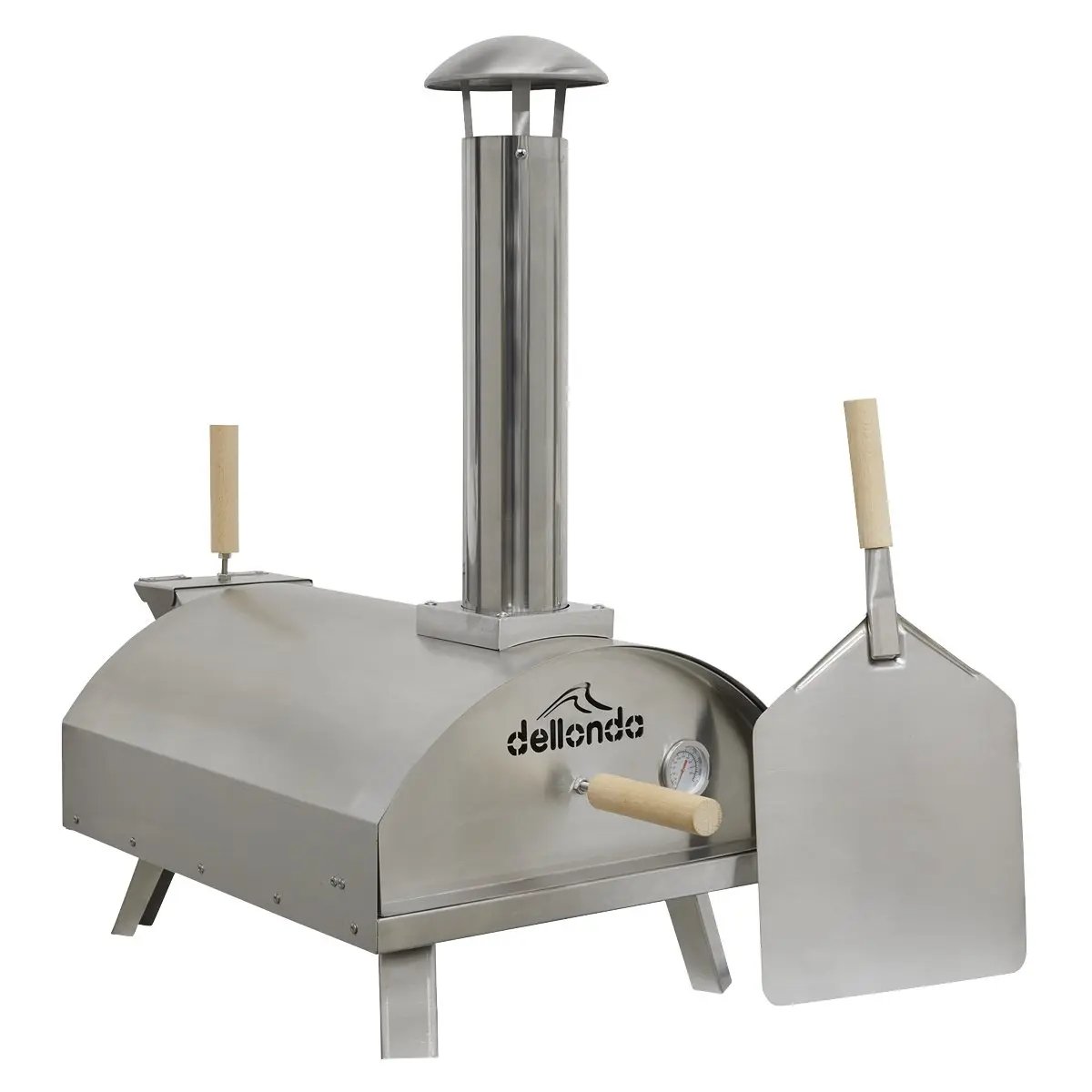 Dellonda DG11 14" Portable Wood-Fired Pizza & Smoking Oven - Stainless Steel Dellonda