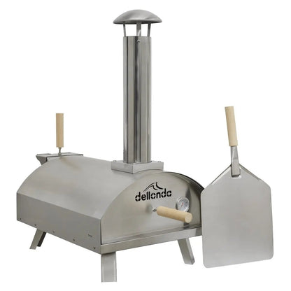 Dellonda DG11 14" Portable Wood-Fired Pizza & Smoking Oven - Stainless Steel Dellonda