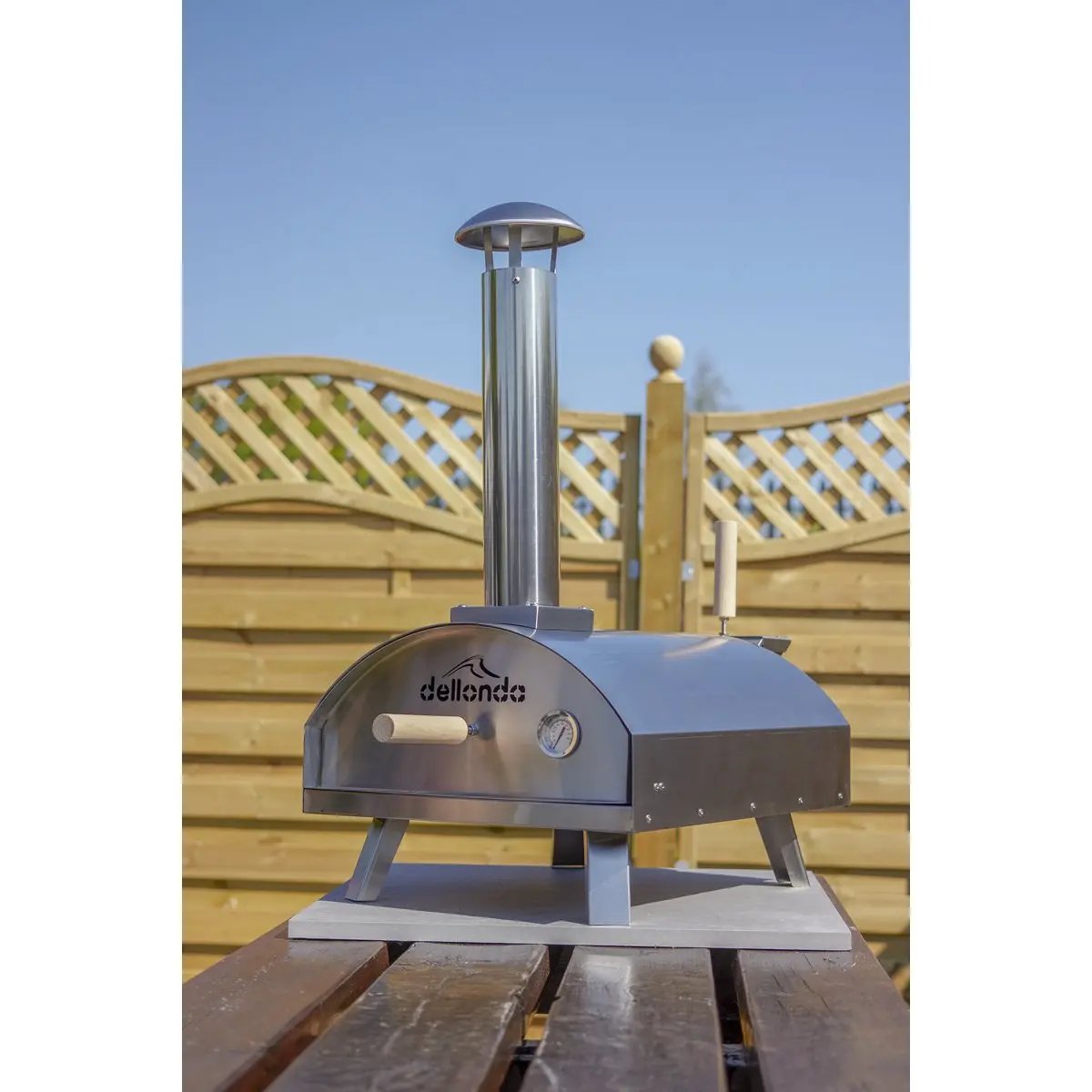 Dellonda DG11 14" Portable Wood-Fired Pizza & Smoking Oven - Stainless Steel Dellonda