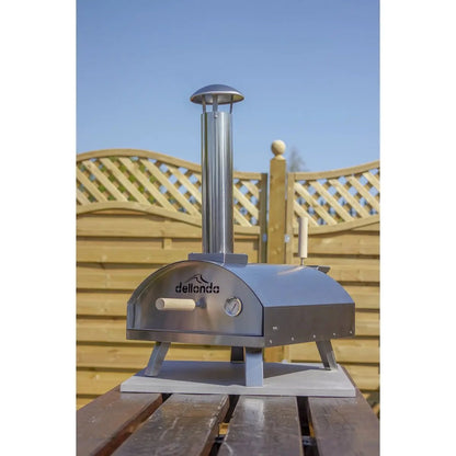 Dellonda DG11 14" Portable Wood-Fired Pizza & Smoking Oven - Stainless Steel Dellonda