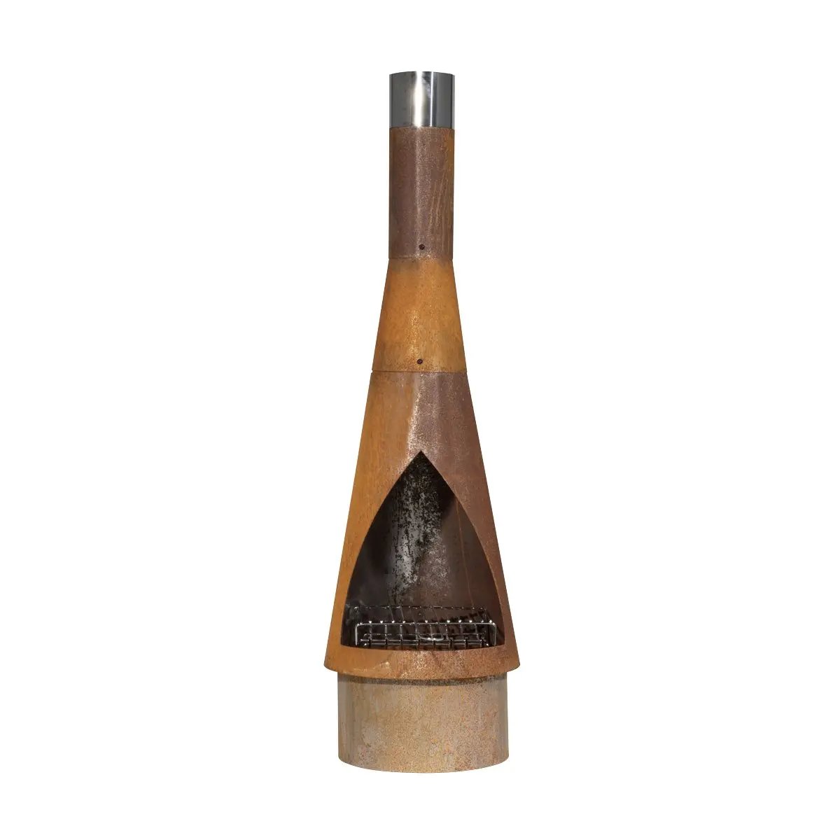 Dellonda DG110 Outdoor/Garden/Patio Conical Chiminea Fireplace Fire Pit Heater H127cm - Corten Steel Dellonda