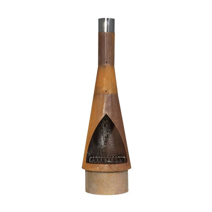 Dellonda DG110 Outdoor/Garden/Patio Conical Chiminea Fireplace Fire Pit Heater H127cm - Corten Steel Dellonda