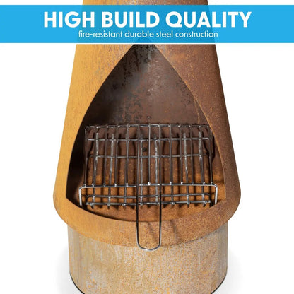 Dellonda DG110 Outdoor/Garden/Patio Conical Chiminea Fireplace Fire Pit Heater H127cm - Corten Steel Dellonda