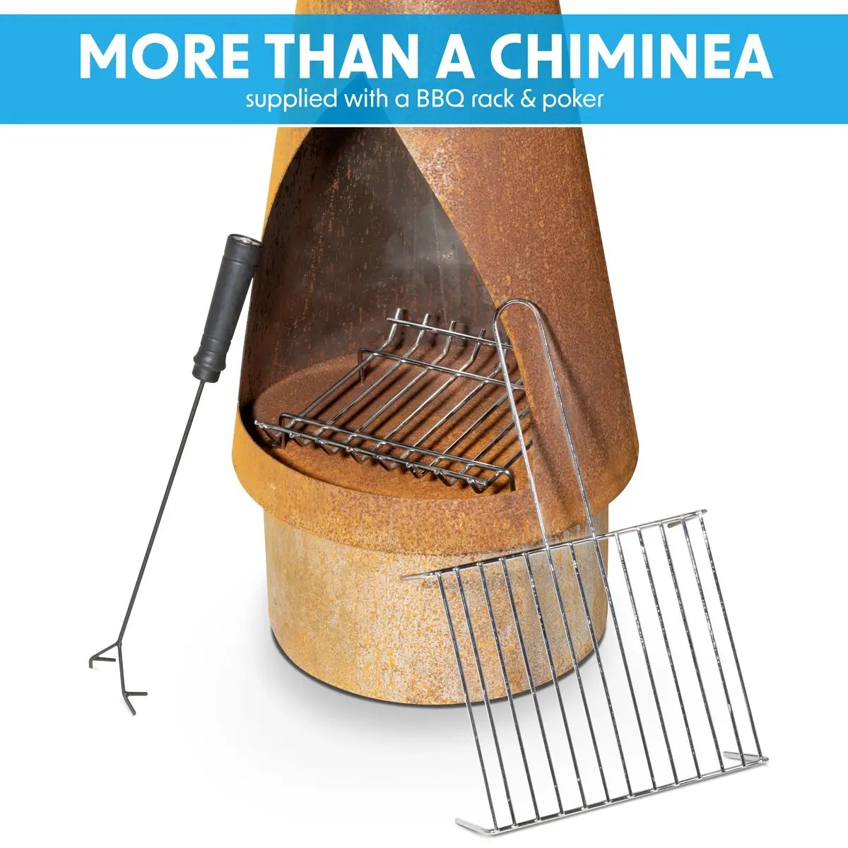 Dellonda DG110 Outdoor/Garden/Patio Conical Chiminea Fireplace Fire Pit Heater H127cm - Corten Steel Dellonda