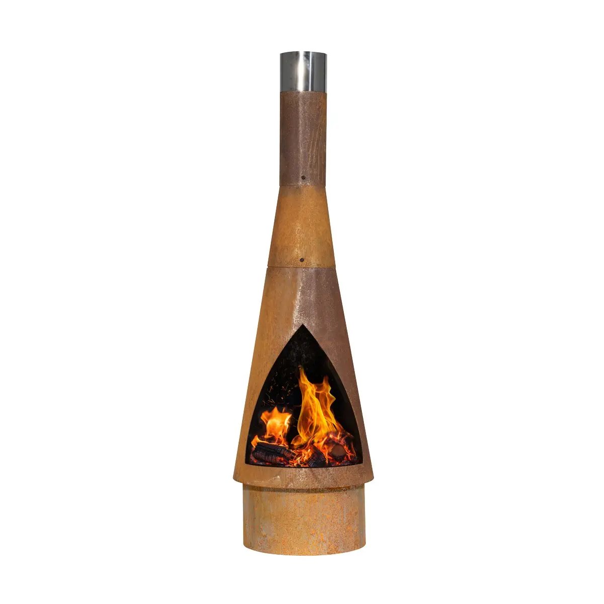 Dellonda DG110 Outdoor/Garden/Patio Conical Chiminea Fireplace Fire Pit Heater H127cm - Corten Steel Dellonda