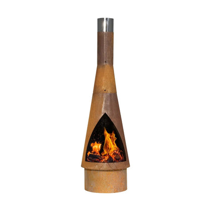 Dellonda DG110 Outdoor/Garden/Patio Conical Chiminea Fireplace Fire Pit Heater H127cm - Corten Steel Dellonda