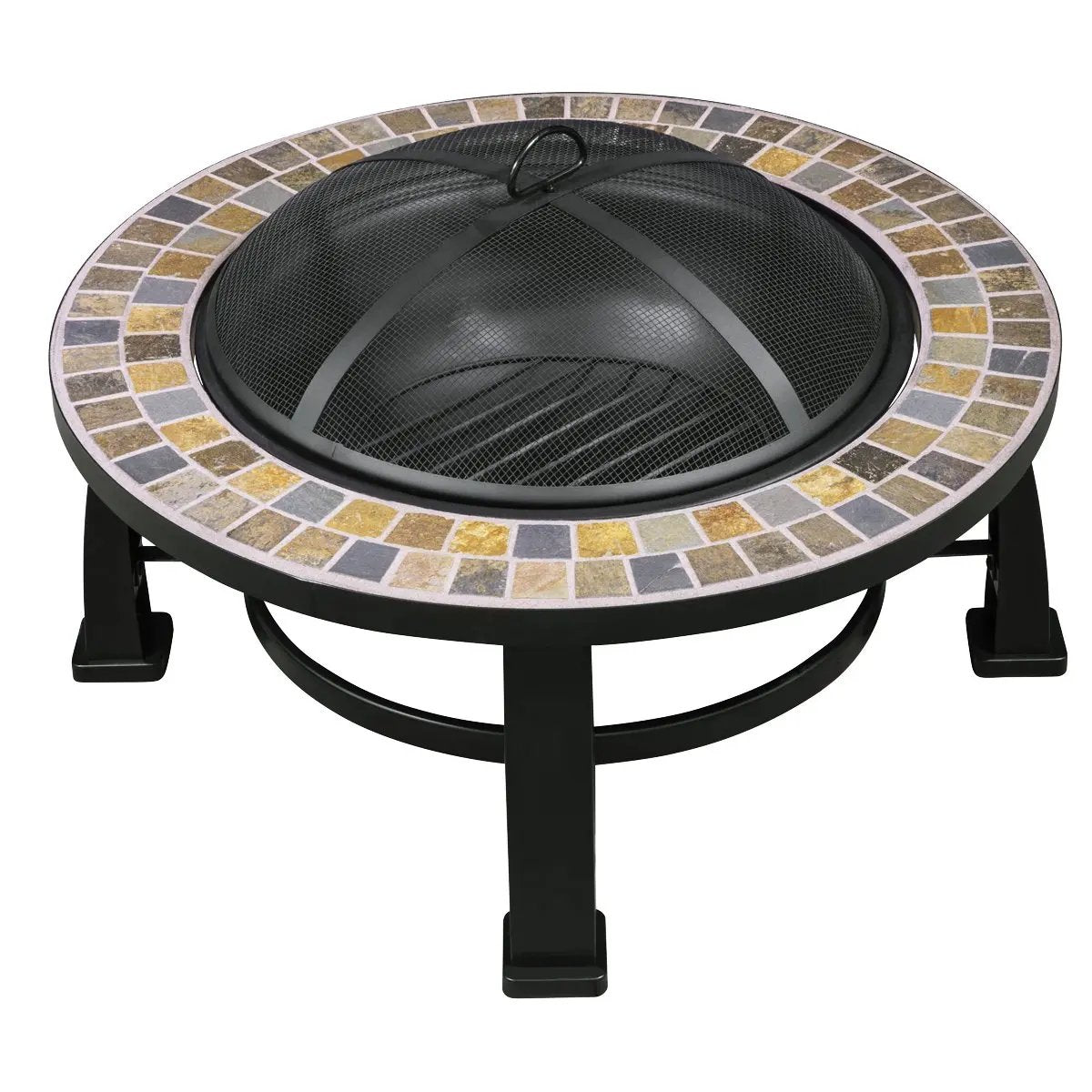 Dellonda DG111 30" Deluxe Traditional Style Fire Pit/Fireplace/Outdoor Heater - Slate Dellonda