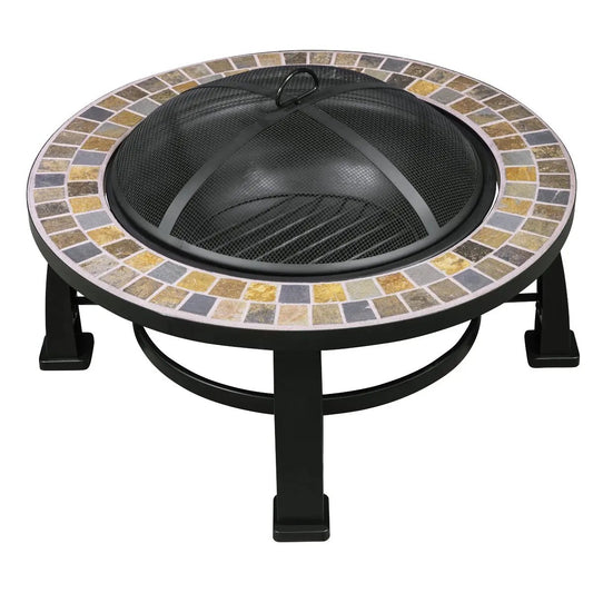 Dellonda DG111 30" Deluxe Traditional Style Fire Pit/Fireplace/Outdoor Heater - Slate Dellonda
