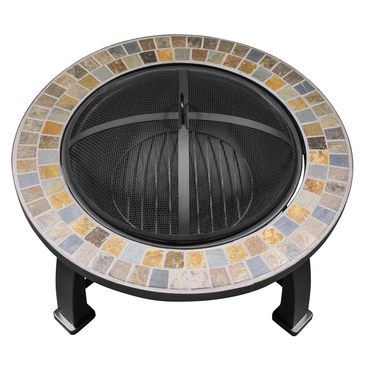 Dellonda DG111 30" Deluxe Traditional Style Fire Pit/Fireplace/Outdoor Heater - Slate Dellonda