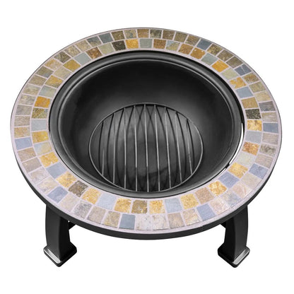 Dellonda DG111 30" Deluxe Traditional Style Fire Pit/Fireplace/Outdoor Heater - Slate Dellonda