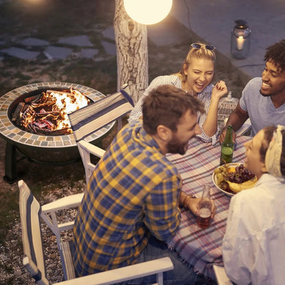 Dellonda DG111 30" Deluxe Traditional Style Fire Pit/Fireplace/Outdoor Heater - Slate Dellonda