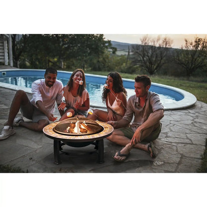 Dellonda DG111 30" Deluxe Traditional Style Fire Pit/Fireplace/Outdoor Heater - Slate Dellonda