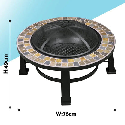 Dellonda DG111 30" Deluxe Traditional Style Fire Pit/Fireplace/Outdoor Heater - Slate Dellonda