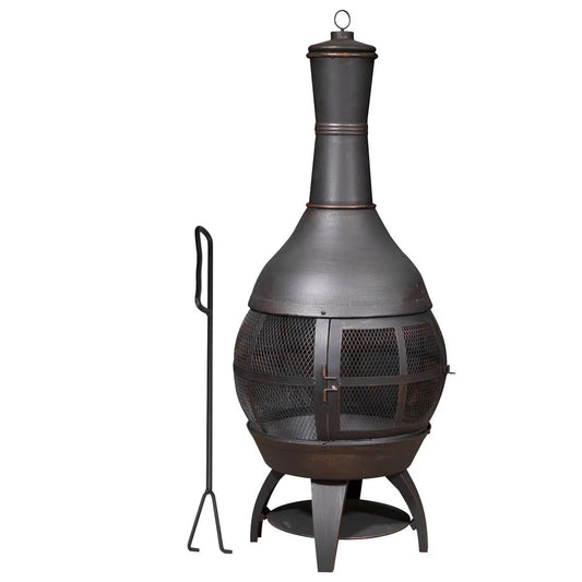 Dellonda DG112 Deluxe 360° Chiminea/Fire Pit/Outdoor Heater - Antique Bronze Finish Dellonda