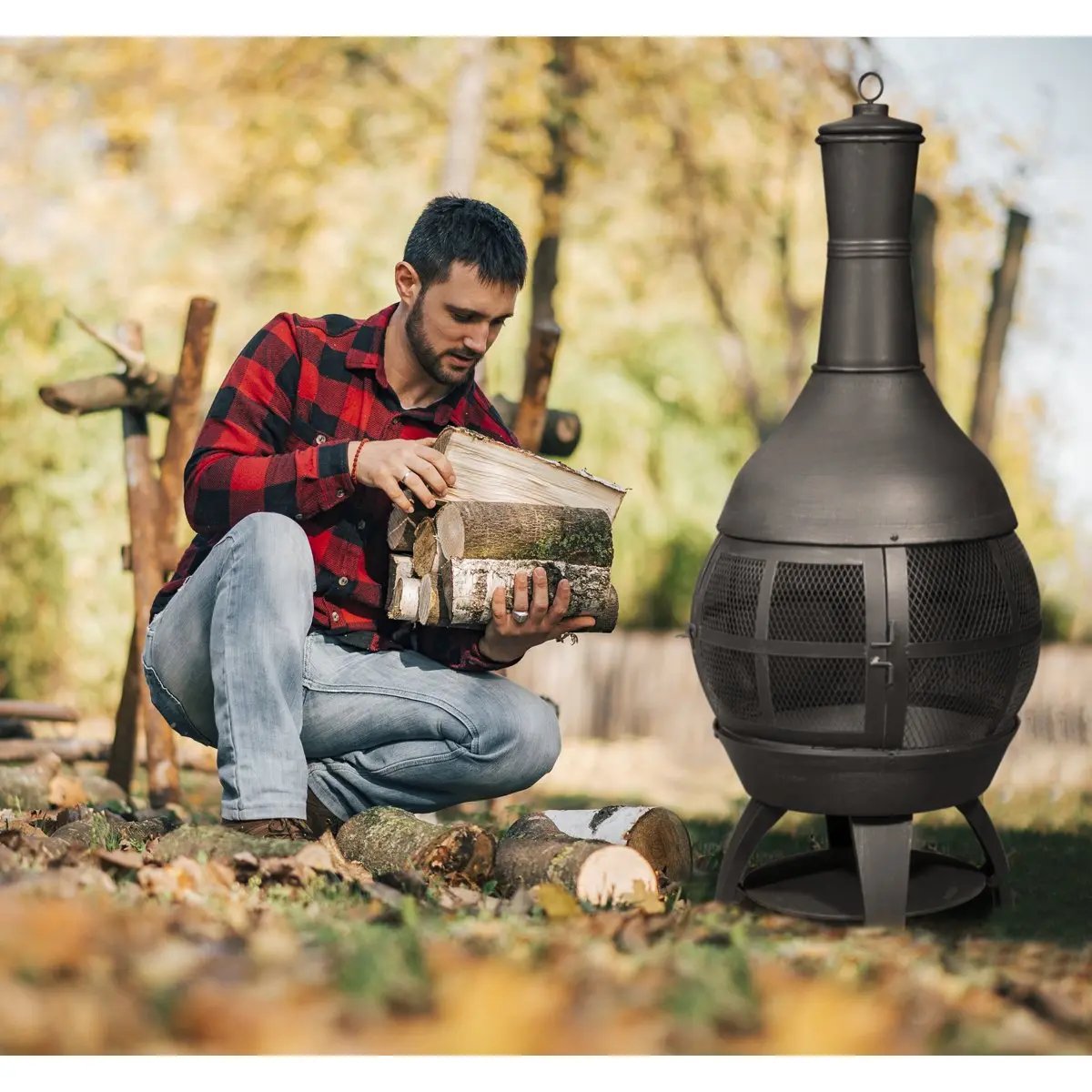 Dellonda DG112 Deluxe 360° Chiminea/Fire Pit/Outdoor Heater - Antique Bronze Finish Dellonda