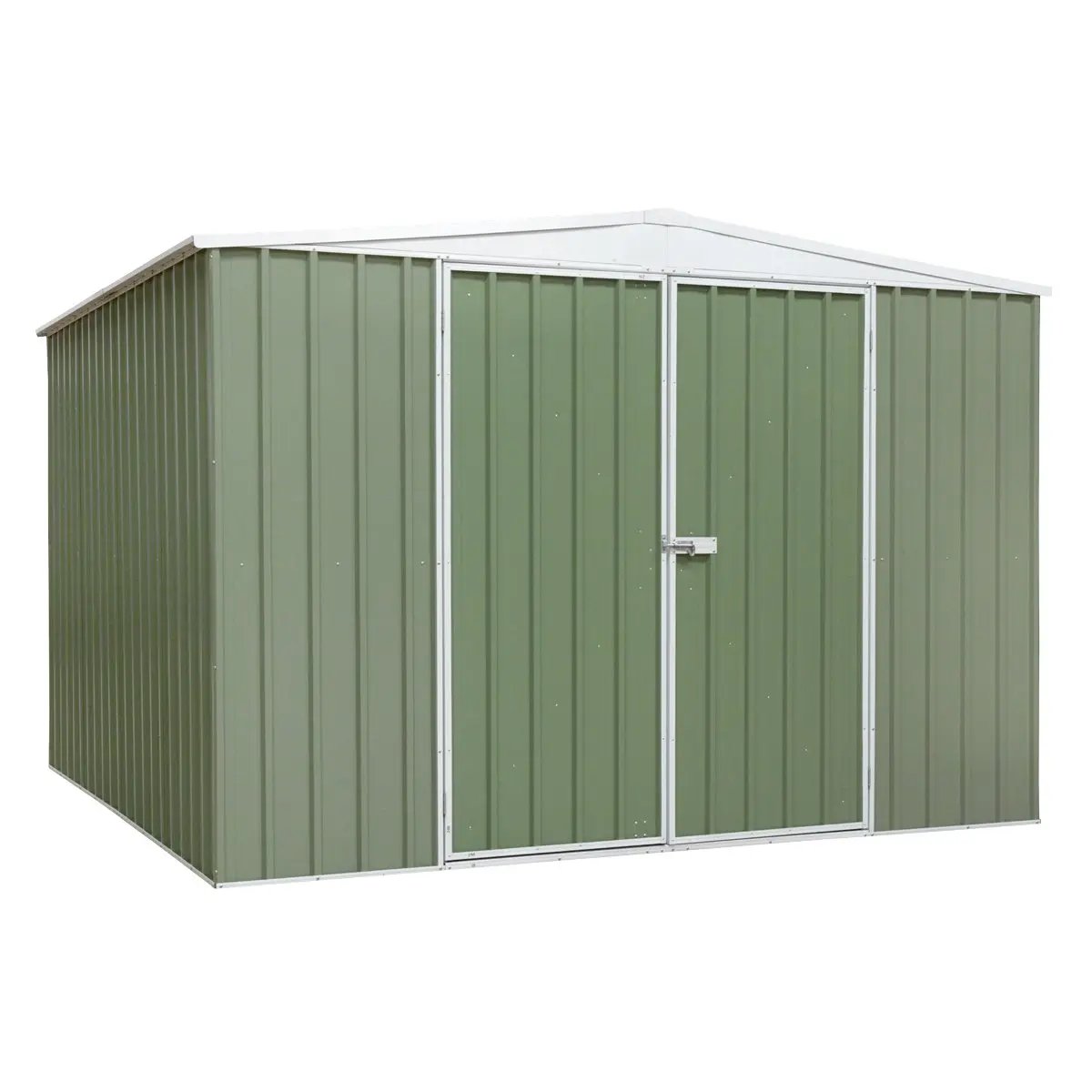 Dellonda DG116 Galvanised Steel Metal Garden/Outdoor/Storage Shed 10FT x 10FT Apex Style Roof - Green Dellonda