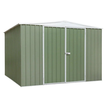 Dellonda DG116 Galvanised Steel Metal Garden/Outdoor/Storage Shed 10FT x 10FT Apex Style Roof - Green Dellonda
