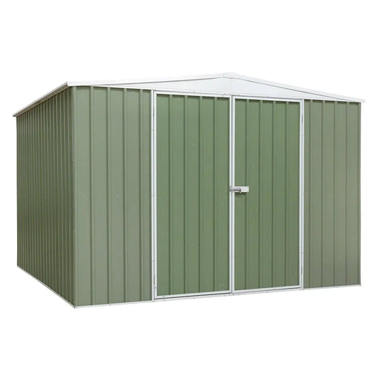 Dellonda DG116 Galvanised Steel Metal Garden/Outdoor/Storage Shed 10FT x 10FT Apex Style Roof - Green Dellonda
