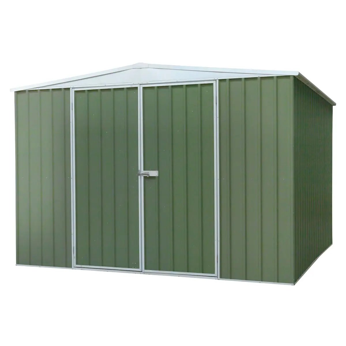Dellonda DG116 Galvanised Steel Metal Garden/Outdoor/Storage Shed 10FT x 10FT Apex Style Roof - Green Dellonda
