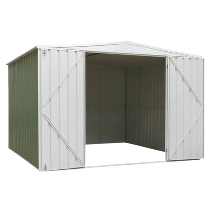 Dellonda DG116 Galvanised Steel Metal Garden/Outdoor/Storage Shed 10FT x 10FT Apex Style Roof - Green Dellonda