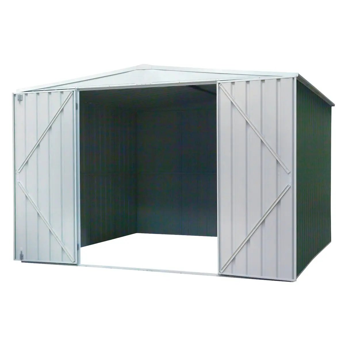 Dellonda DG116 Galvanised Steel Metal Garden/Outdoor/Storage Shed 10FT x 10FT Apex Style Roof - Green Dellonda