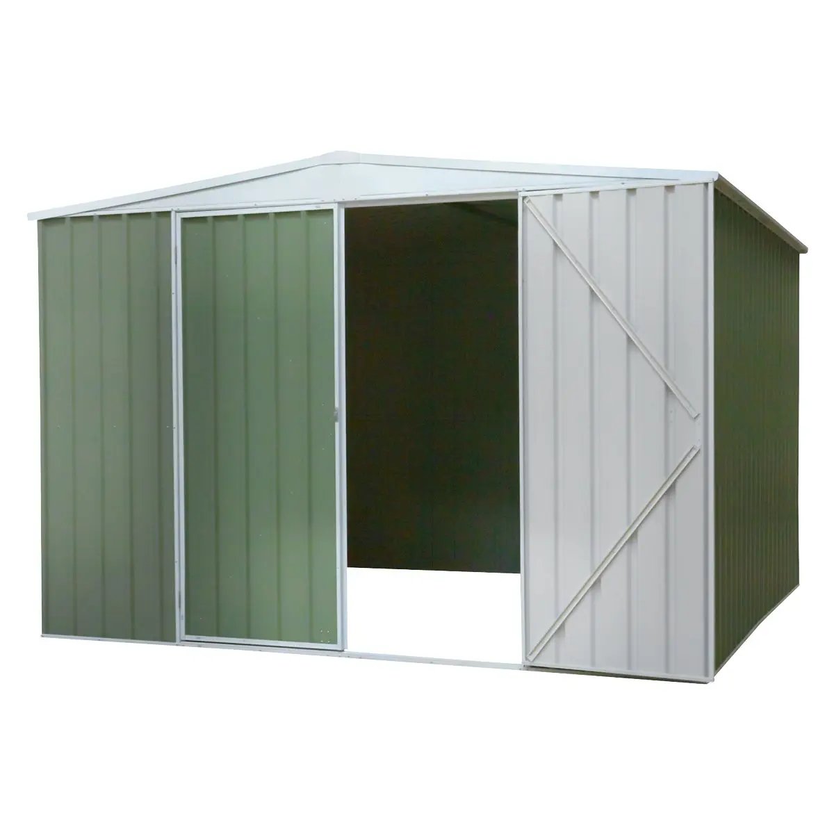 Dellonda DG116 Galvanised Steel Metal Garden/Outdoor/Storage Shed 10FT x 10FT Apex Style Roof - Green Dellonda