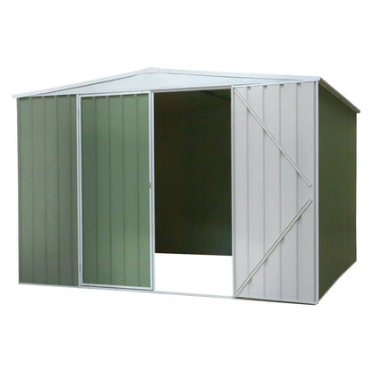 Dellonda DG116 Galvanised Steel Metal Garden/Outdoor/Storage Shed 10FT x 10FT Apex Style Roof - Green Dellonda