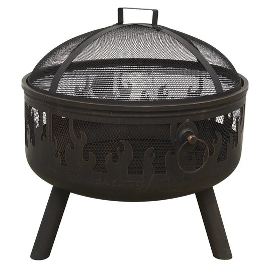 Dellonda DG117 Deluxe Firepit Fireplace Outdoor Patio Heater Cooking Grill & Poker Dellonda