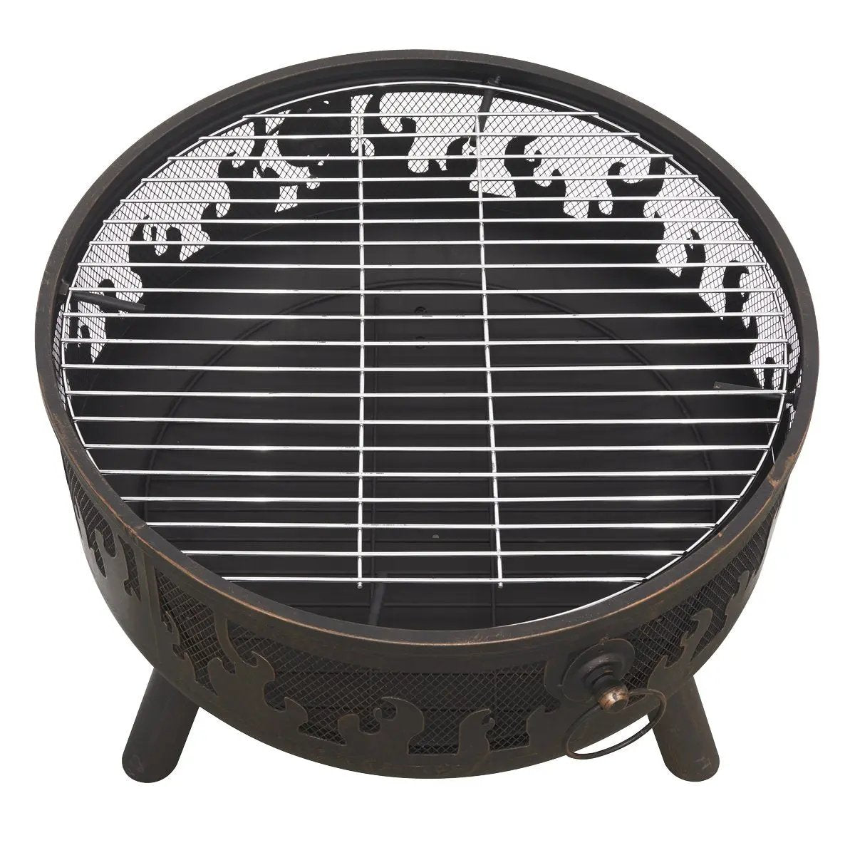 Dellonda DG117 Deluxe Firepit Fireplace Outdoor Patio Heater Cooking Grill & Poker Dellonda