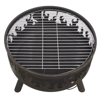 Dellonda DG117 Deluxe Firepit Fireplace Outdoor Patio Heater Cooking Grill & Poker Dellonda