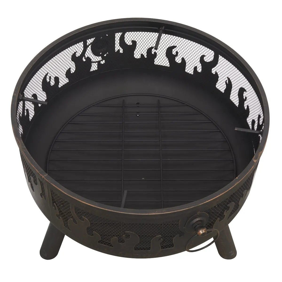 Dellonda DG117 Deluxe Firepit Fireplace Outdoor Patio Heater Cooking Grill & Poker Dellonda