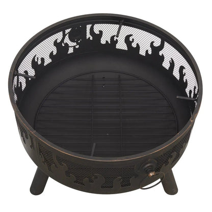 Dellonda DG117 Deluxe Firepit Fireplace Outdoor Patio Heater Cooking Grill & Poker Dellonda