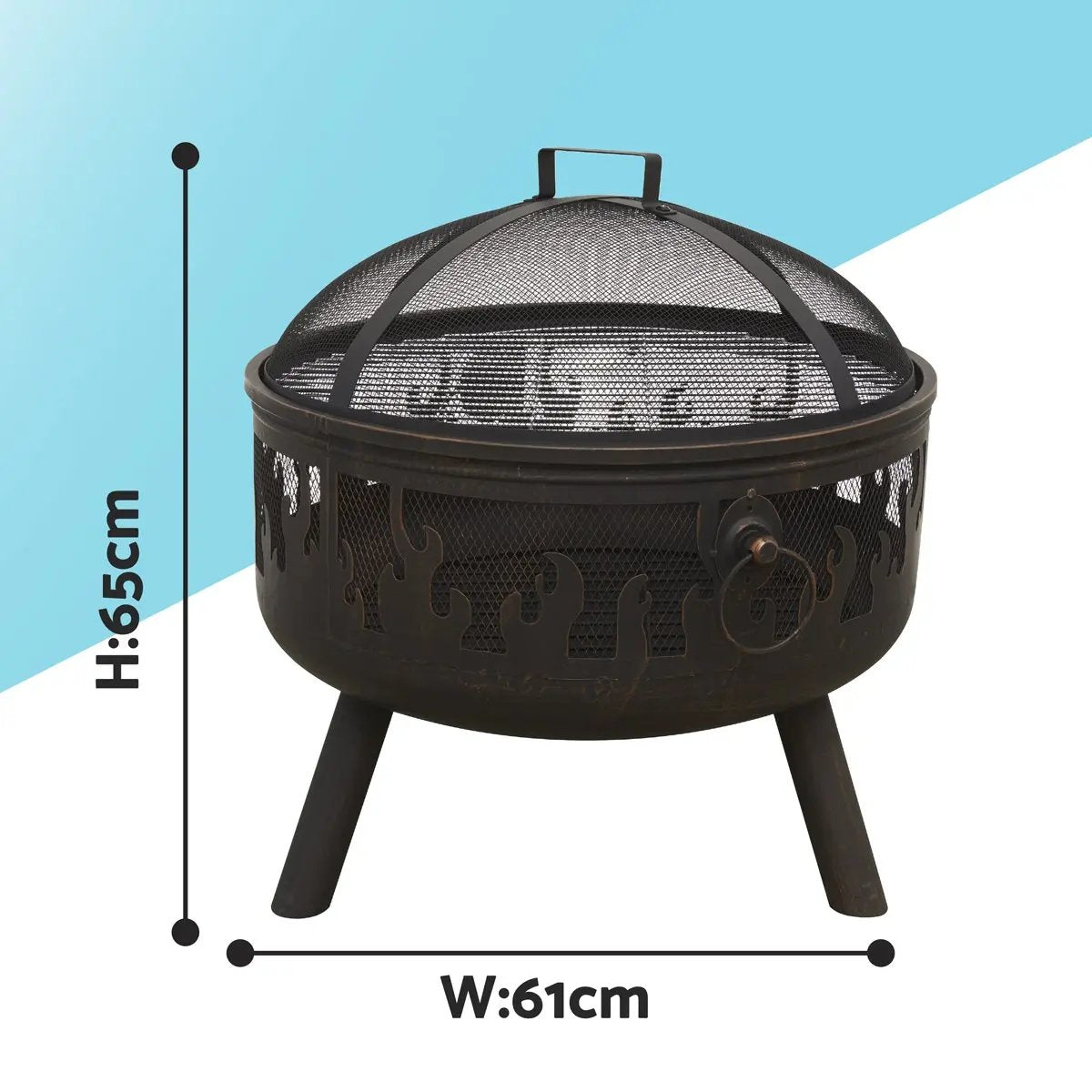 Dellonda DG117 Deluxe Firepit Fireplace Outdoor Patio Heater Cooking Grill & Poker Dellonda