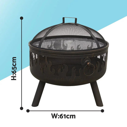 Dellonda DG117 Deluxe Firepit Fireplace Outdoor Patio Heater Cooking Grill & Poker Dellonda