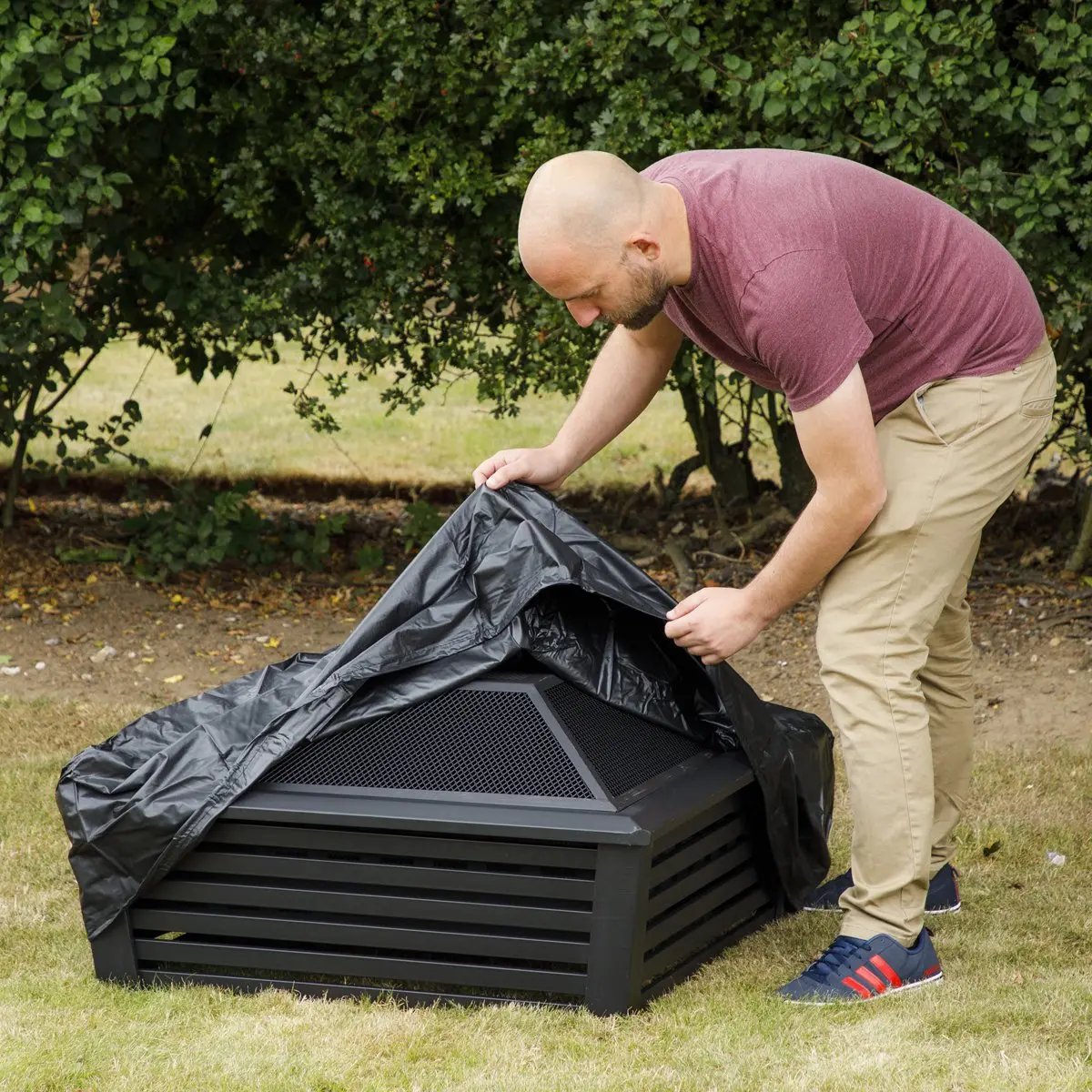 Dellonda DG119 Fire Pit Fireplace Outdoor Patio Heater PVC Cover Water-Resistant Heavy-Duty Dellonda