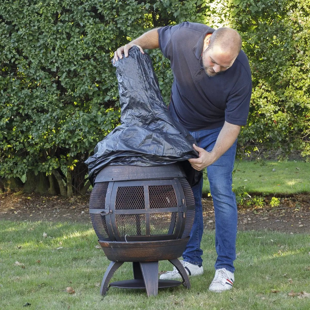 Dellonda DG122 Fire Pit PVC Cover Water Resistant Heavy Duty with Drawstrings for DG112 Dellonda