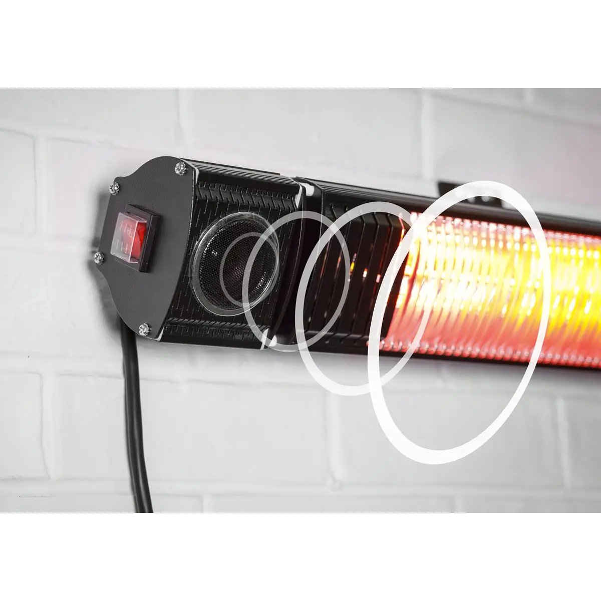 Dellonda DG125 Infrared Outdoor 2000W Patio Heater with Speakers for Music Black Dellonda